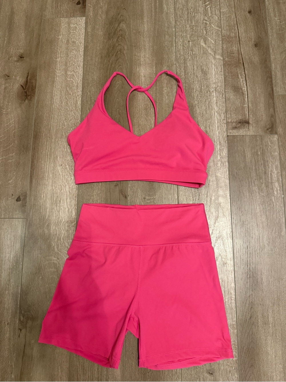 WILO Bright Pink Sports Bra & Bike Shorts Set - Picture 2 of 2